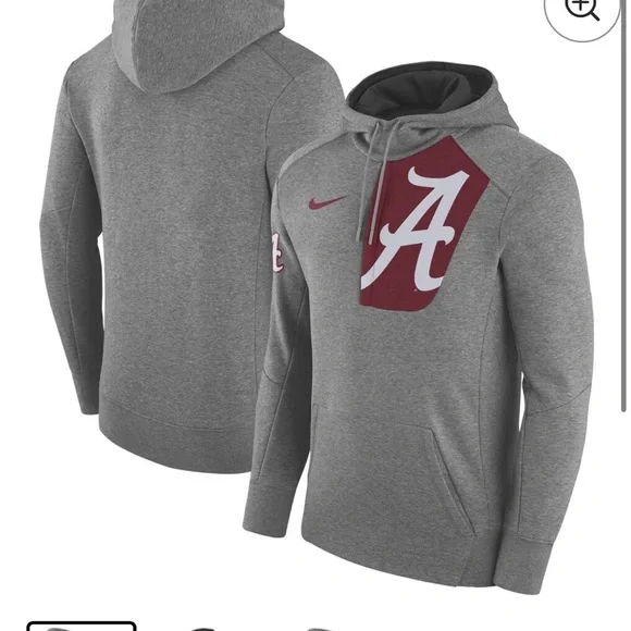 Nike Alabama Crimson Tide Fly Rush Mens Hoodie Heather Gray Sz L Pullover Swoosh - Picture 1 of 11